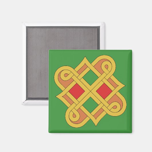 Durrow Knotwork 2016 Rood en groen Magneet (Voorkant / Achterkant)