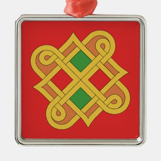 Durrow Knotwork 2016 Rood en groen Metalen Ornament (Voorkant)