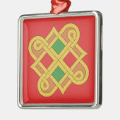 Durrow Knotwork 2016 Rood en groen Metalen Ornament (Links)