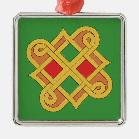 Durrow Knotwork 2016 Rood en groen Metalen Ornament (Voorkant)
