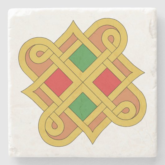 Durrow Knotwork 2016 Rood en groen Stenen Onderzetter (Voorkant)