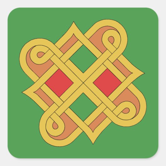 Durrow Knotwork 2016 Rood en groen Vierkante Sticker (Voorkant)