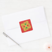Durrow Knotwork 2016 Rood en groen Vierkante Sticker (Envelop)