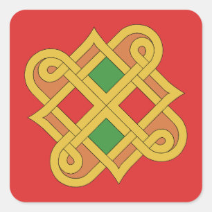 Durrow Knotwork 2016 Rood en groen Vierkante Sticker