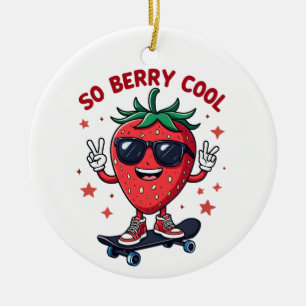 Dus Berry Cool Fruit Lover Strawberry Season Keramisch Ornament