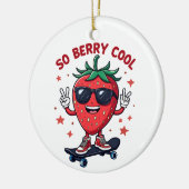 Dus Berry Cool Fruit Lover Strawberry Season Keramisch Ornament (Links)
