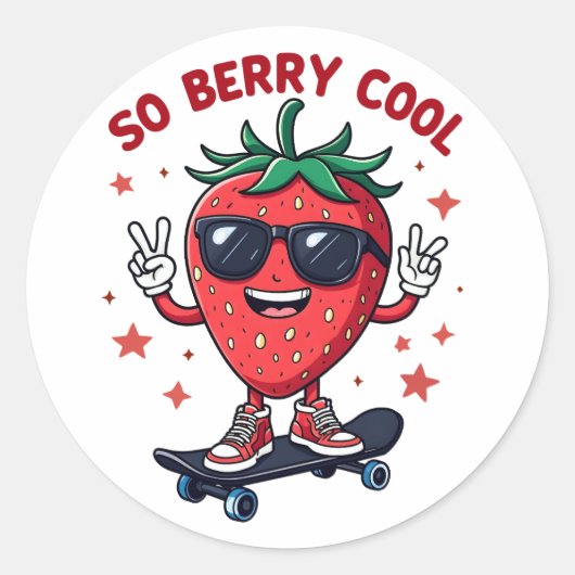 Dus Berry Cool Fruit Lover Strawberry Season Ronde Sticker (Voorkant)