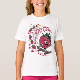 Dus Berry cool Sweet Strawberry op een skateboard T-shirt
