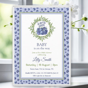 Dus Berry Sweet Baby shower Blueberry Blue Pattern Kaart