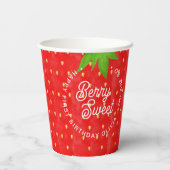 Dus Berry Sweet Strawberry Birthday Papieren Bekers (Achterkant)