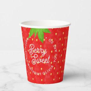 Dus Berry Sweet Strawberry Birthday Papieren Bekers