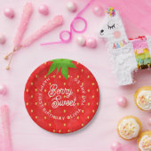 Dus Berry Sweet Strawberry Birthday Papieren Bordje (Feest)