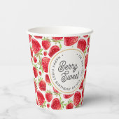 Dus Berry Sweet Strawberry Pattern Birthday Papieren Bekers (Achterkant)