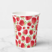 Dus Berry Sweet Strawberry Pattern Birthday Papieren Bekers (Links)
