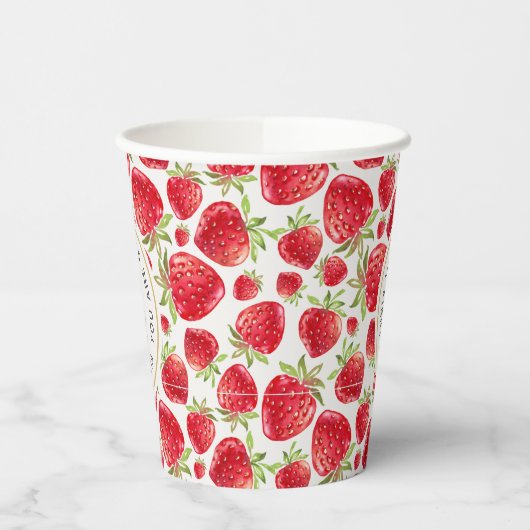 Dus Berry Sweet Strawberry Pattern Birthday Papieren Bekers (Links)
