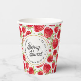 Dus Berry Sweet Strawberry Pattern Birthday Papieren Bekers