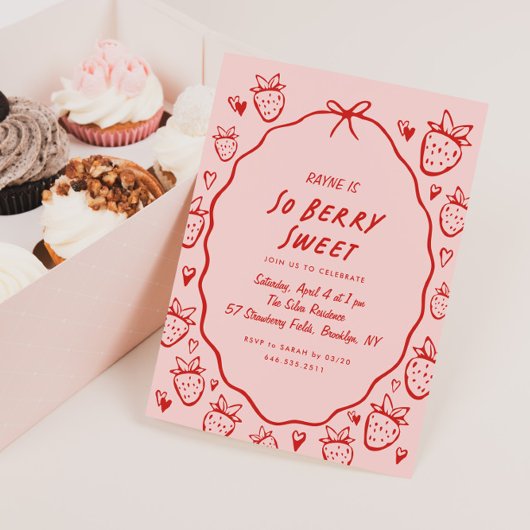 Dus Berry Sweet Whimsical Girls Coquette Verjaarda Kaart