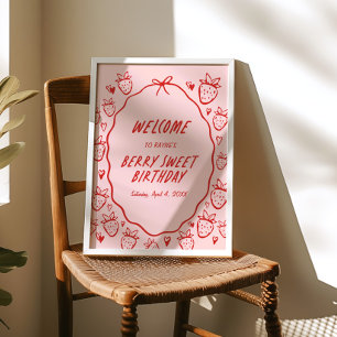 Dus Berry Sweet Whimsical Girls Coquette Verjaarda Poster