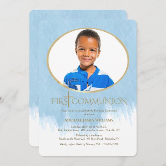 Dus "Blessed Photo Religious Invitation" Kaart (Voorkant / Achterkant)