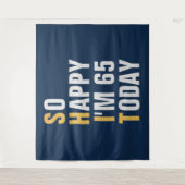 Dus blij dat ik 65 ben Achtergrondbanner voor 65e  Wandkleed (Voorkant)