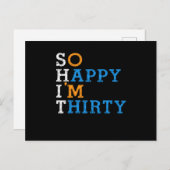 Dus blij dat ik dertig ben 1990 30e verjaardagscad briefkaart (Voorkant / Achterkant)