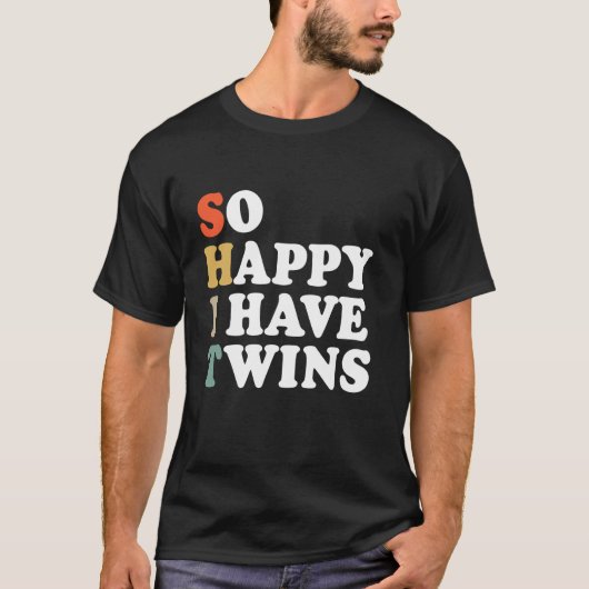 Dus blij dat ik tweelingen heb Grappige tweeling v T-shirt (Voorkant)