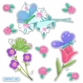Dus  bloemen en Butterflies Sticker (Voorkant)
