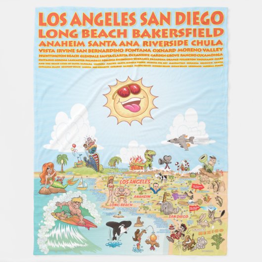 Dus Californische steden en stranden vlooienwand Fleece Deken (Voorkant)