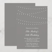 Dus Chic Pearls Birthday Invitation (grijs) Kaart (Voorkant / Achterkant)