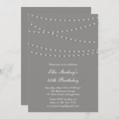 Dus Chic Pearls Birthday Invitation (grijs) Kaart (Voorkant / Achterkant)