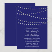 Dus Chic Pearls Birthday Invitation (indigo) Kaart (Voorkant / Achterkant)