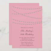 Dus Chic Pearls Birthday Invitation (roze) Kaart (Voorkant / Achterkant)