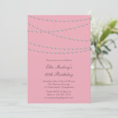 Dus Chic Pearls Birthday Invitation (roze) Kaart (Staand voorkant)