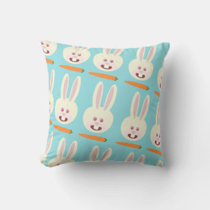 Dus Cute Bunnies en Carrot Pattern Cartoon Art Kussen