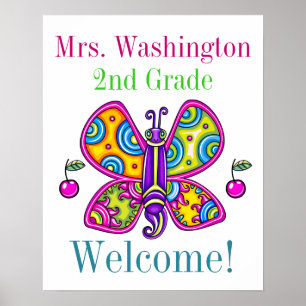 Dus Cute Butterfly Theme Teacher Poster