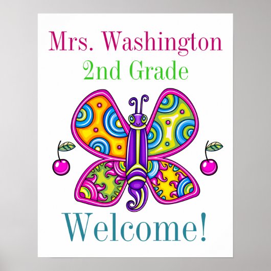 Dus Cute Butterfly Theme Teacher Poster (Voorkant)
