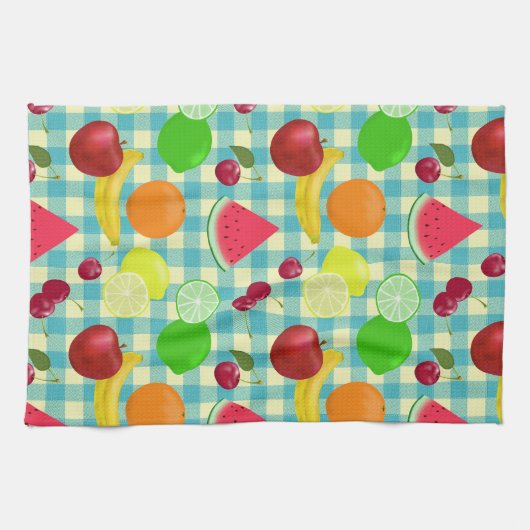 Dus Cute Fruit Aqua Checktern Theedoek (Horizontaal)