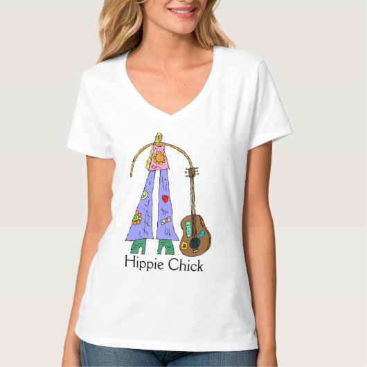 Dus Cute Hippie Chick Design T-shirt (Voorkant)