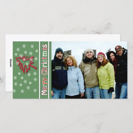 Dus Cute Merry-kerstrode pine-witte sneeuwvlokken Feestdagenkaart (Voorkant / Achterkant)