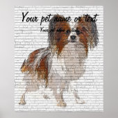 Dus Cute Papillon Dog - Brick Block Background Poster (Voorkant)