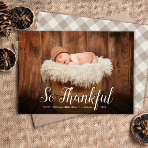 Dus dankbare foto overlay Thanksgiving Feestdagenkaart