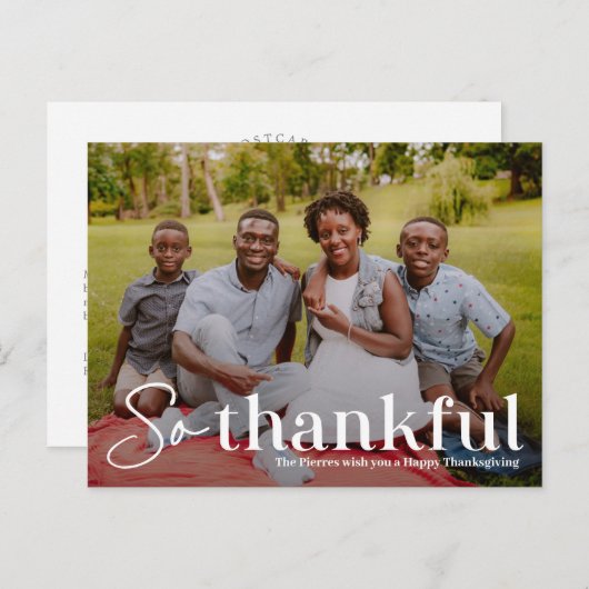 Dus dankbare Thanksgiving fotokaart Briefkaart (Voorkant / Achterkant)