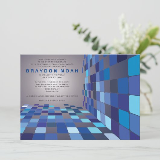 DUS DIGITAL Bar Bat Mitzvah Uitnodiging (Staand voorkant)