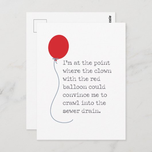 Dus dit jaar zal ik Clown volgen in Storm Drain Briefkaart (Voorkant / Achterkant)