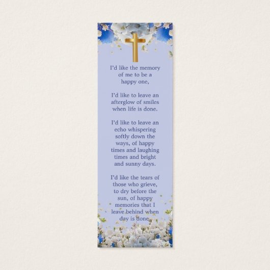 Dus Elegant Daisy Memorial Funeral Bladwijzer Mini Visitekaartjes (Achterkant)