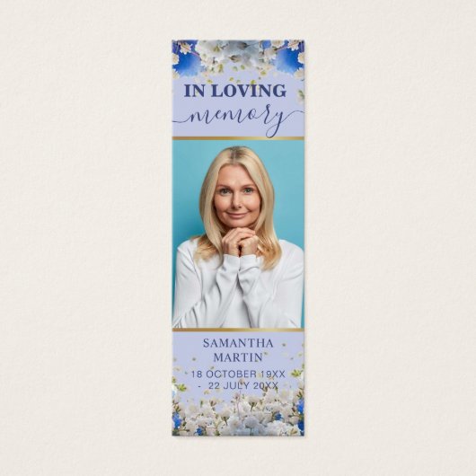 Dus Elegant Daisy Memorial Funeral Bladwijzer Mini Visitekaartjes (Voorkant)