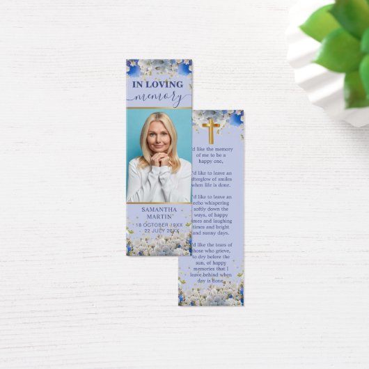 Dus Elegant Daisy Memorial Funeral Bladwijzer Mini Visitekaartjes (Bureau)