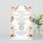 Dus Elegant Flowers Botanical Wedding Program (Staand voorkant)