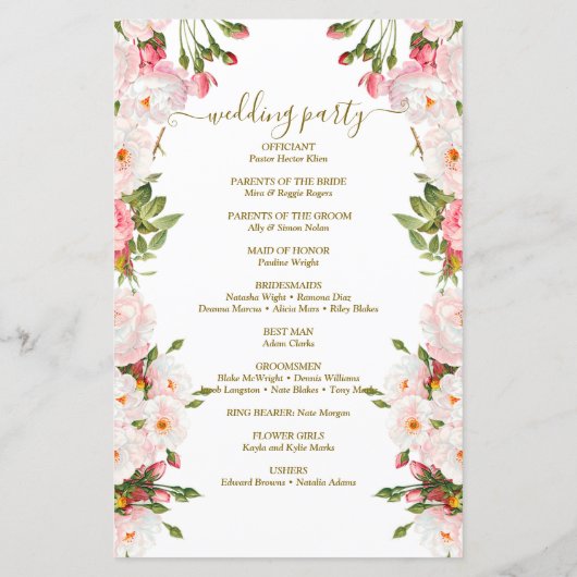Dus Elegant Flowers Botanical Wedding Program (Achterkant)