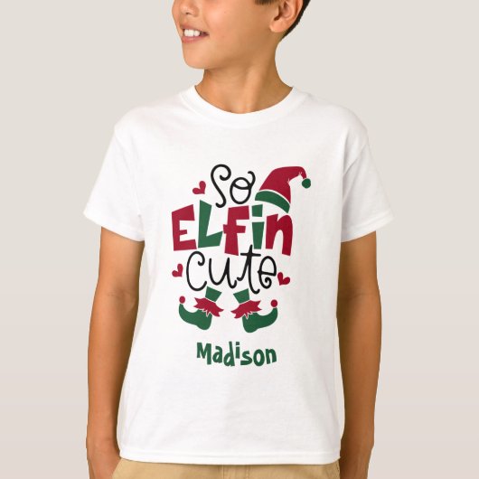 Dus Elfin Cute Persoonlijke naam Elf Kerstmis T-shirt (Voorkant)